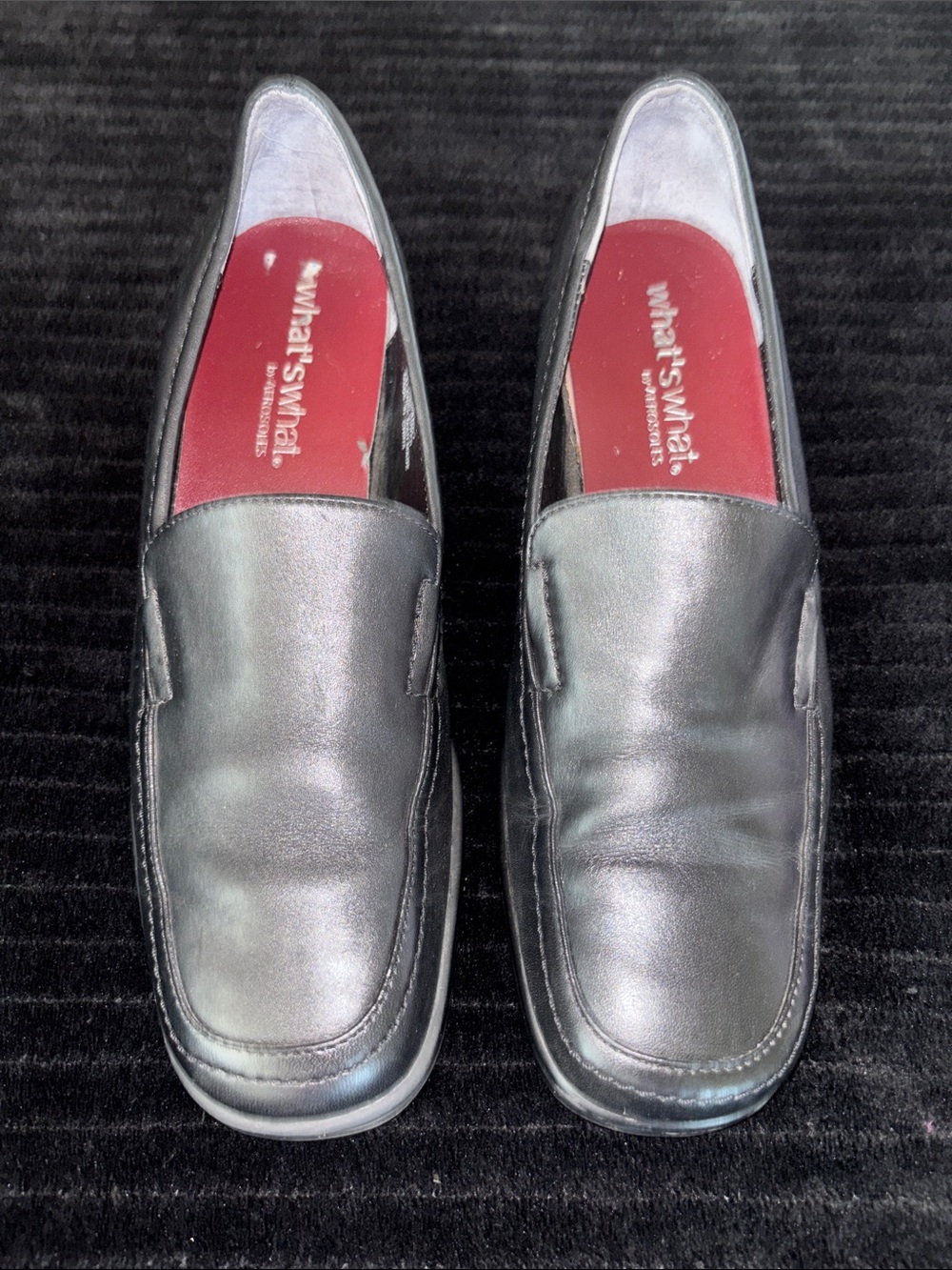 What's What Ladies Sz 8.5M Black Leather Slip-On Loafers